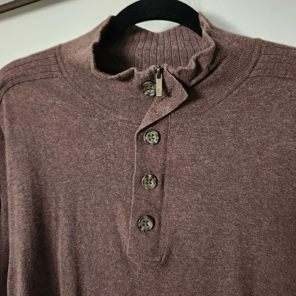Tassle Elba Mens Long Sleeve Button and Zip Neck Sweater Shirt Size XL